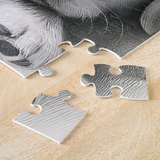 Onschuld van kind en hond vastgelegd schetseffect legpuzzel (Zijkant)