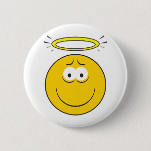Onschuldig engelachtig gezicht ronde button 5,7 cm