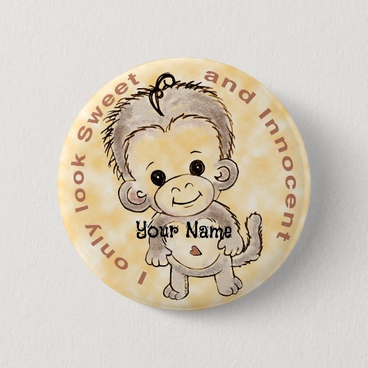 Onschuldige Aap Ronde Button 5,7 Cm (Voorkant)