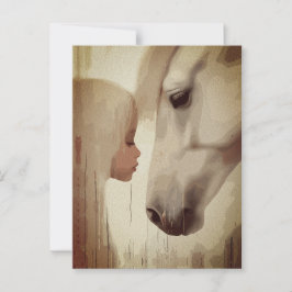 Onschuldige Band – Kind en Paarden Kunst Briefkaart
