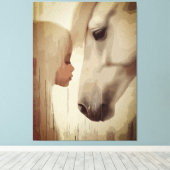Onschuldige Band – Kind en Paarden Kunst Canvas Afdruk (Insitu (Houten vloer))