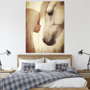 Onschuldige Band – Kind en Paarden Kunst Canvas Afdruk