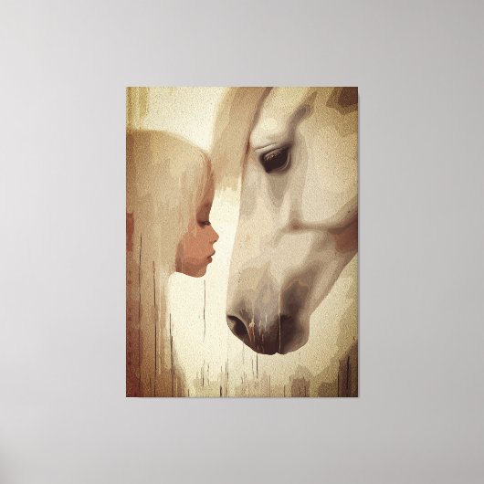 Onschuldige Band – Kind en Paarden Kunst Canvas Afdruk (Voorkant)