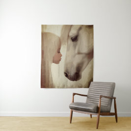Onschuldige Band – Kind en Paarden Kunst Wandkleed
