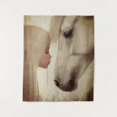 Onschuldige Band – Kind en Paarden Kunst Wandkleed (Voorkant)