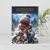 Onschuldige fluisteringen van de winter, het koest feestdagenkaart (Staand voorkant)