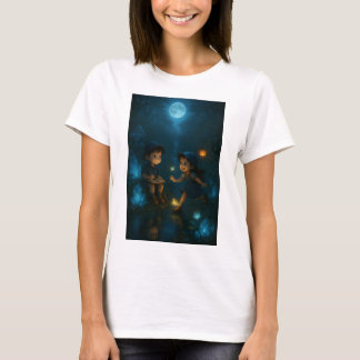 Onschuldige glimlach onder zonsondergang luchten – t-shirt