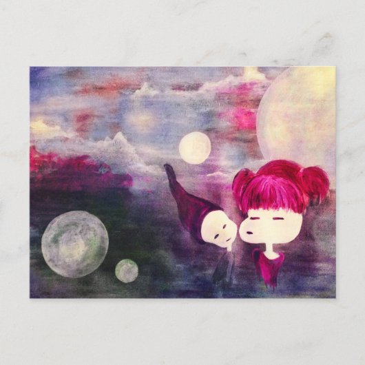 onschuldige kussen briefkaart (Voorkant)