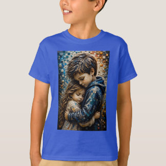 Onschuldige Omhelzing 3D Mozaïek Wandkunst T-shirt