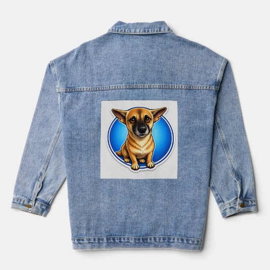 Onschuldige puppyogen hond denim jas jacket (Achterkant)