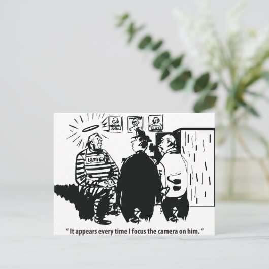 Onschuldige veroordeelde, camera focus, grappige V Briefkaart (Staand voorkant)