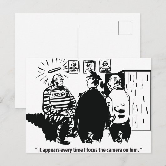 Onschuldige veroordeelde, camera focus, grappige V Briefkaart (Voorkant / Achterkant)