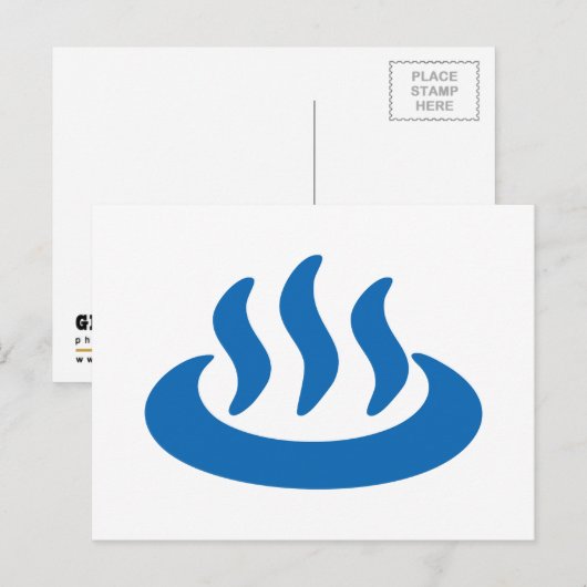 Onsen ♨ Hot Spring 温 泉 Japans teken Briefkaart (Voorkant / Achterkant)