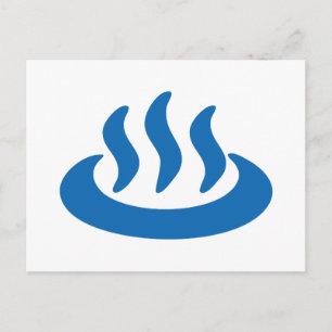 Onsen ♨ Hot Spring 温 泉 Japans teken Briefkaart