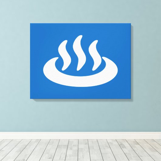 Onsen ♨ Hot Spring 温 泉 Japans teken Canvas Afdruk (Insitu (Houten vloer))