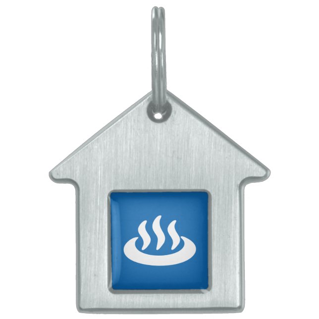 Onsen ♨ Hot Spring 温 泉 Japans teken Huisdieren Naamplaatje (Voorkant)