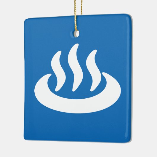 Onsen ♨ Hot Spring 温 泉 Japans teken Keramisch Ornament (Links)