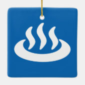 Onsen ♨ Hot Spring 温 泉 Japans teken Keramisch Ornament (Achterkant)