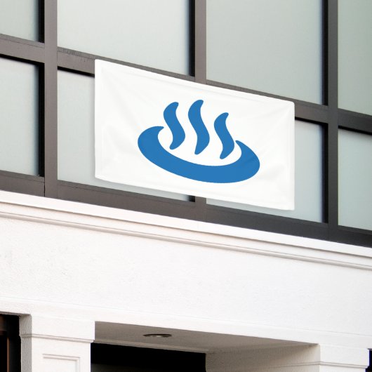 Onsen ♨ Hot Spring 温 泉 Japans teken Spandoek (Buitenkant Gebouw)