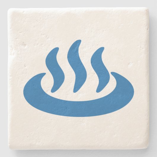 Onsen ♨ Hot Spring 温 泉 Japans teken Stenen Onderzetter (Voorkant)