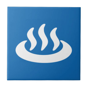 Onsen ♨ Hot Spring 温 泉 Japans teken Tegeltje