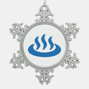 Onsen ♨ Hot Spring 温 泉 Japans teken Tin Sneeuwvlok Ornament