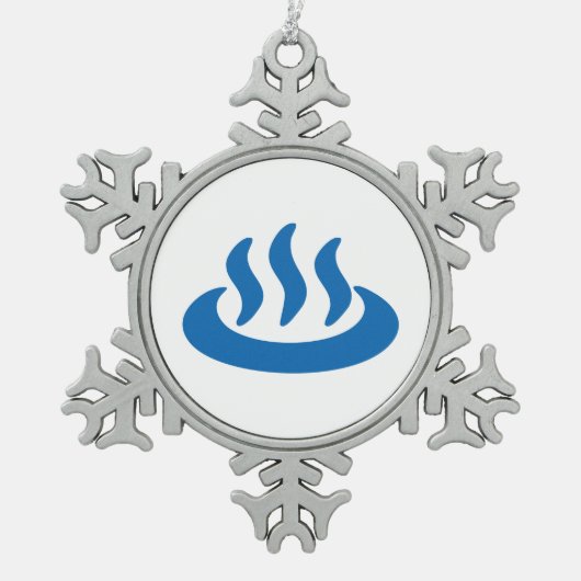 Onsen ♨ Hot Spring 温 泉 Japans teken Tin Sneeuwvlok Ornament (Voorkant)