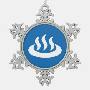 Onsen ♨ Hot Spring 温 泉 Japans teken Tin Sneeuwvlok Ornament