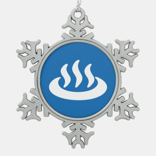 Onsen ♨ Hot Spring 温 泉 Japans teken Tin Sneeuwvlok Ornament (Voorkant)