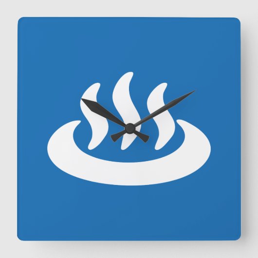 Onsen ♨ Hot Spring 温 泉 Japans teken Vierkante Klok (Voorkant)