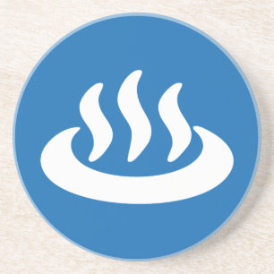 Onsen ♨ Hot Spring 温 泉 Japans teken Zandsteen Onderzetter