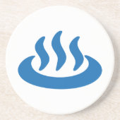 Onsen ♨ Hot Spring 温 泉 Japans teken Zandsteen Onderzetter (Voorkant)