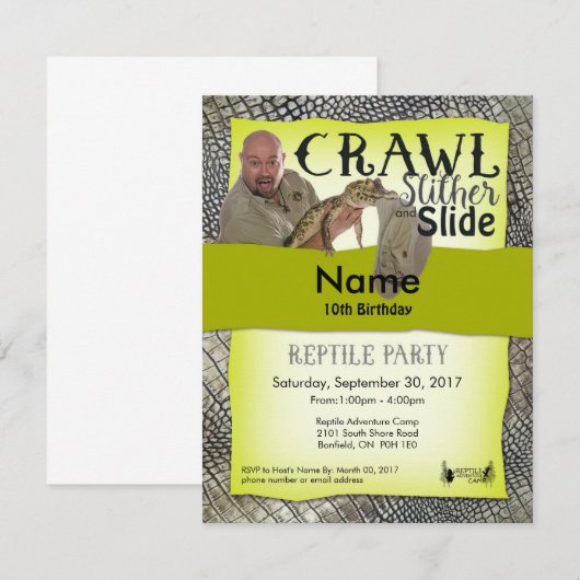 Onsite uitnodigingen van reptielende partijen (Voorkant / Achterkant)