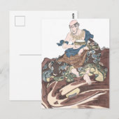 Onsterfelijke Boeddhistische Monnik ukiyo-e op een Briefkaart (Voorkant / Achterkant)