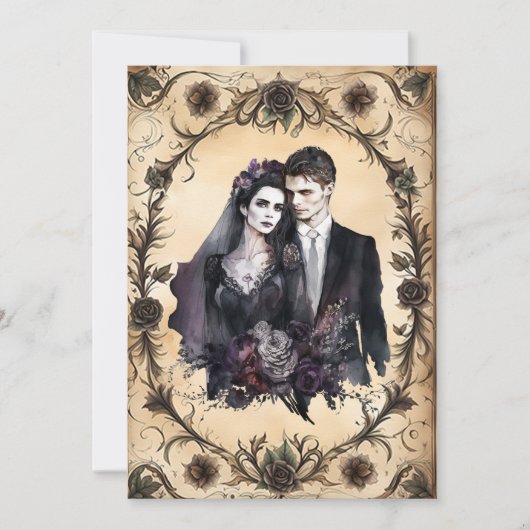 Onsterfelijke Liefde Gotische Bruiloft Kaart (Voorkant)