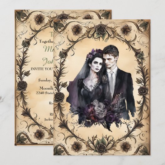 Onsterfelijke Liefde Gotische Bruiloft Kaart (Voorkant / Achterkant)