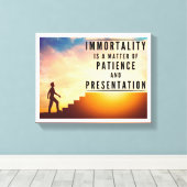 Onsterfelijkheid is geduld en presentatie canvas afdruk (Insitu (Houten vloer))