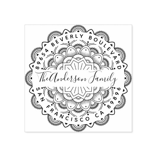 Onsterfelijkheid Mandala Typografie Retouradres Rubberstempel (Afrduk)