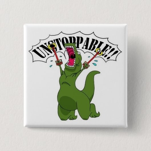 Onstopbare T-Rex Vierkante Button 5,1 Cm (Voorkant)