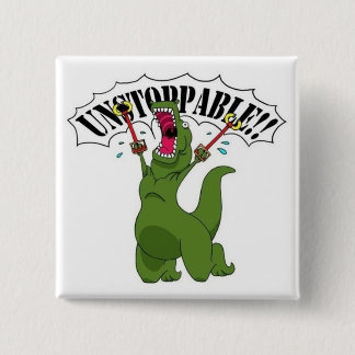 Onstopbare T-Rex Vierkante Button 5,1 Cm