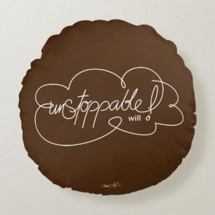 ONSTOPBARE wil -  Kordate Wolken - Witte Script Rond Kussen