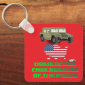 Onstoppbare veteranen helder rood sleutelhanger (Voorkant)