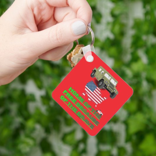 Onstoppbare veteranen helder rood sleutelhanger (Hand)