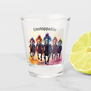 Onstuitbare donderende paarden shot glas