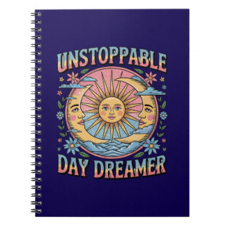 Onstuitbare dromer Zon Maan Retro Design Notitieboek