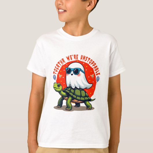 Onstuitbare Ghost en Turtle Adventure Design T-shirt (Voorkant)