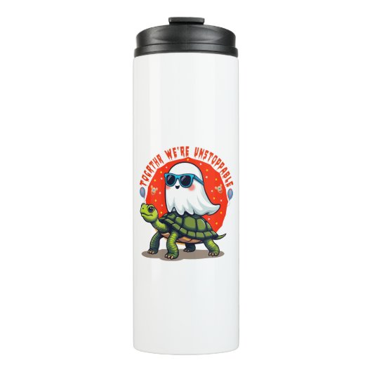 Onstuitbare Ghost en Turtle Adventure Design Thermosbeker (Voorkant)