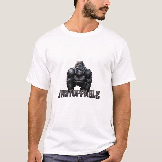 Onstuitbare Gorilla Typography T-shirt (Voorkant)