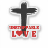 Onstuitbare Liefde – Romeinen 5:8 Sticker (Voorkant)