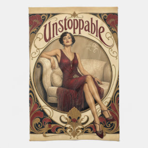 Onstuitbare vrouw in Art Nouveau-stijl Theedoek